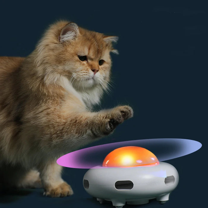 Pet UFO Electronic Smart Funny Cat Turntable Toy Intelligent Funny Cat Stick Game Rotating Turntable Cat Toy Automatic Cleaning