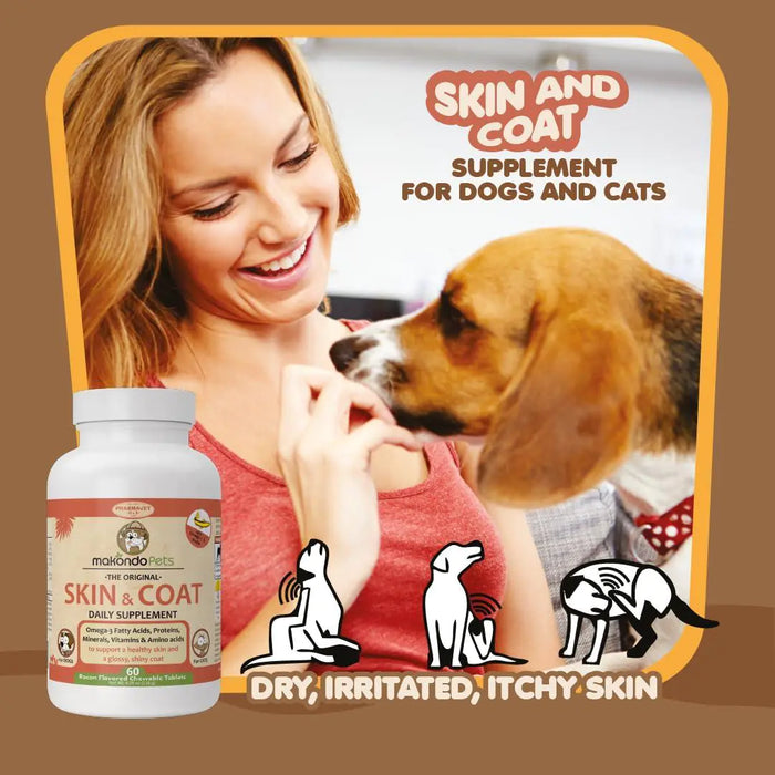 Skin and Coat Supplement with Fish Oil and Omega 3 for Dogs and Cats Dog Itch